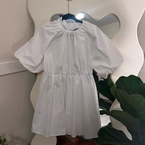 ASOS design cotton poplin smock mini dress in white size S.
